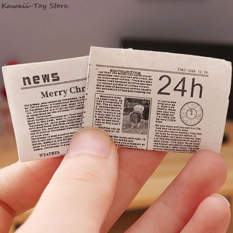 Dollhouse Miniature 1Pcs 1/12 Retro Newspaper Set Simulation Books Magazines Model Toys Home Furniture Doll House Accessories
