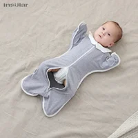 Newborn Baby Sleeping Bag Raised Hand Anti-shock Cotton Sleepsack Baby Swaddle Blanket  Anti Startle JumpItems Blanket Baby Item 1