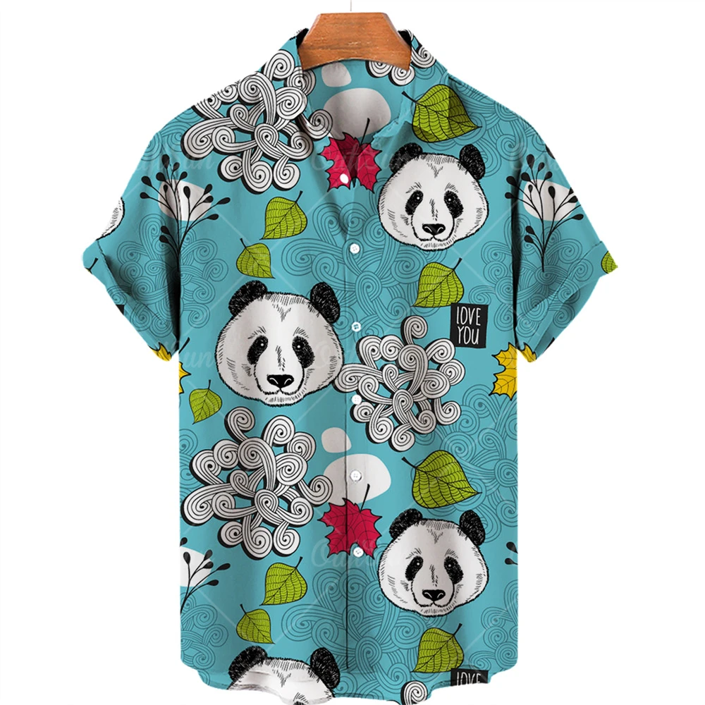 2023 New Camisas De Hombre Cute Panda Creative Hawaiian Shirt 3D digital Printed beach shirt Trend Short sleeve shirt men\'s top