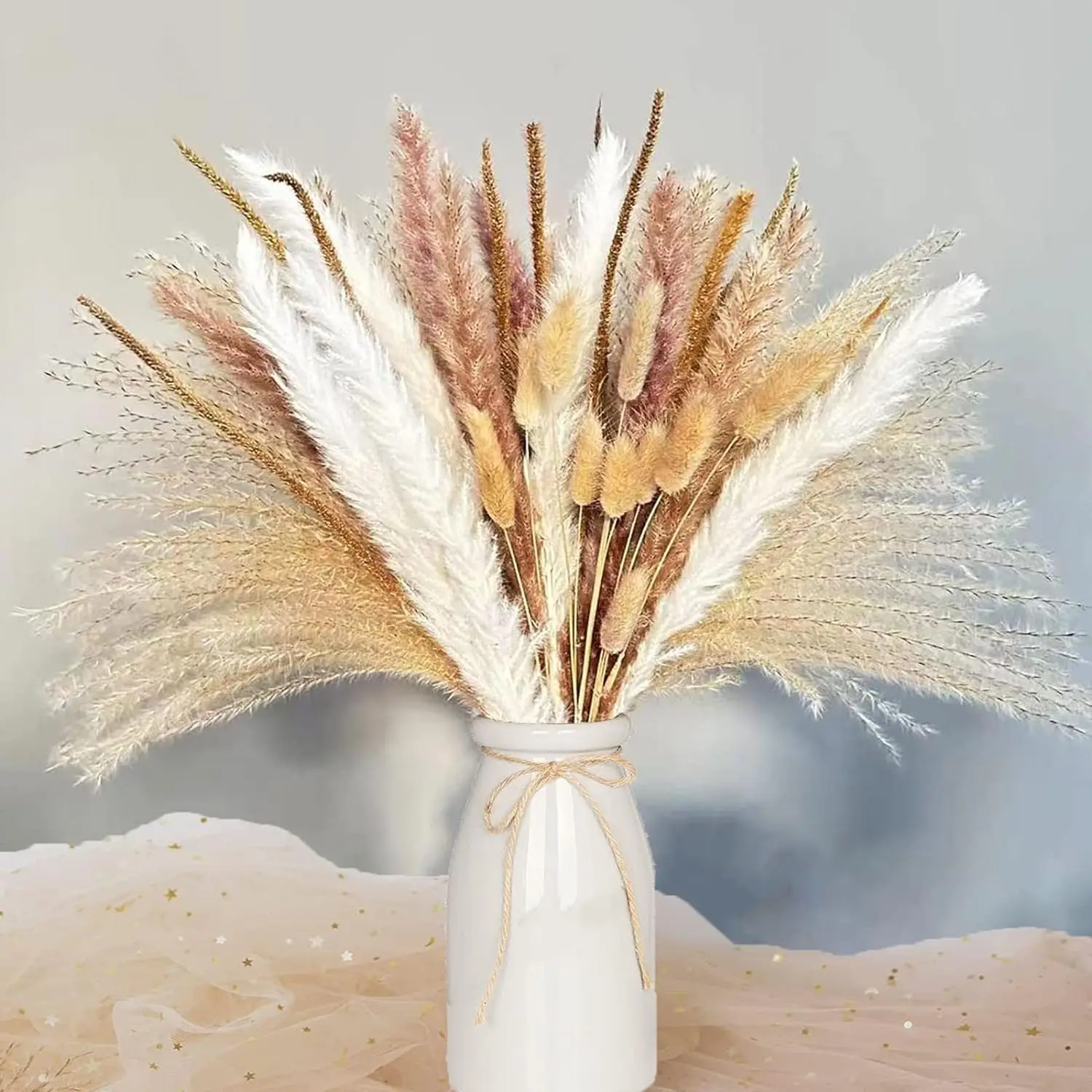 

Natural Plant Dried Pampas Grass Bouquet Boho Reed Dried Flower Wedding Scene Photo Shoot Ornaments Thanksgiving Home Decoration