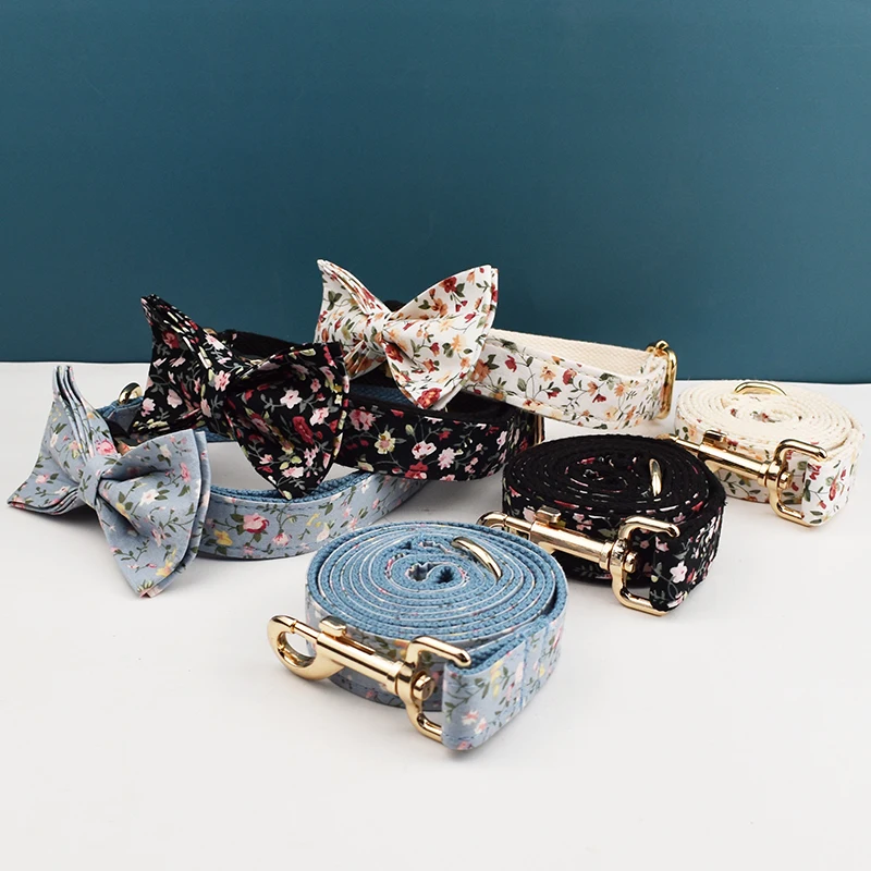 pets accessories dog collar leash harness set dog collar bow tie