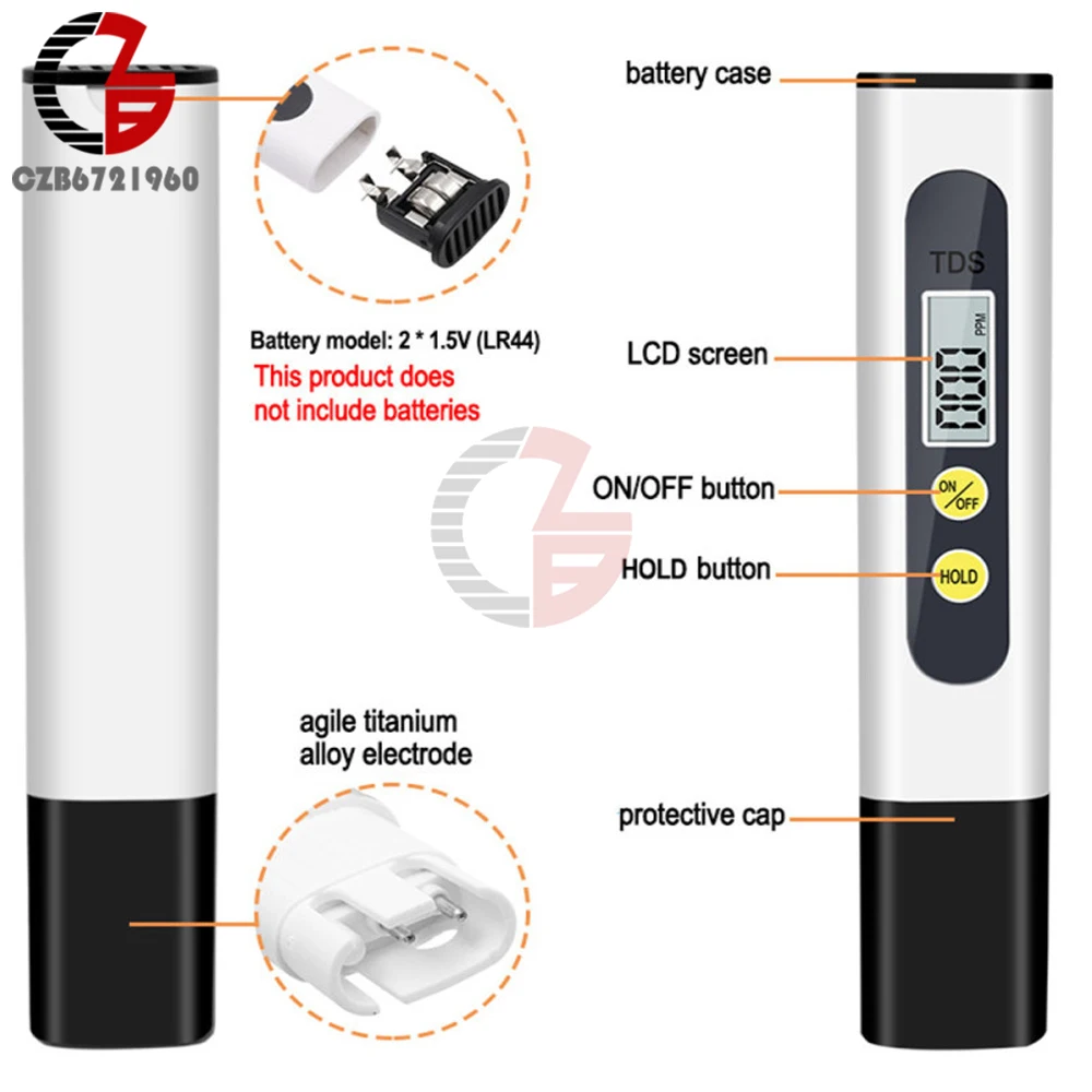 TDS PH Meter Digital Water Tester 0-9990ppm Drinking Water Quality Analyzer Monitor Filter Rapid Test Aquarium Hydroponics Pools 2