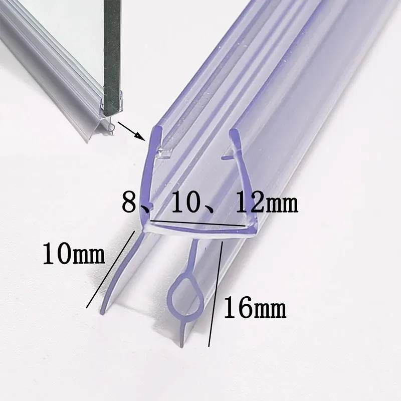 Shower Door Seal Shower Water Barrier Rubber Shower Seal 2pcs Transparent PVC Shower Screen Seal strip