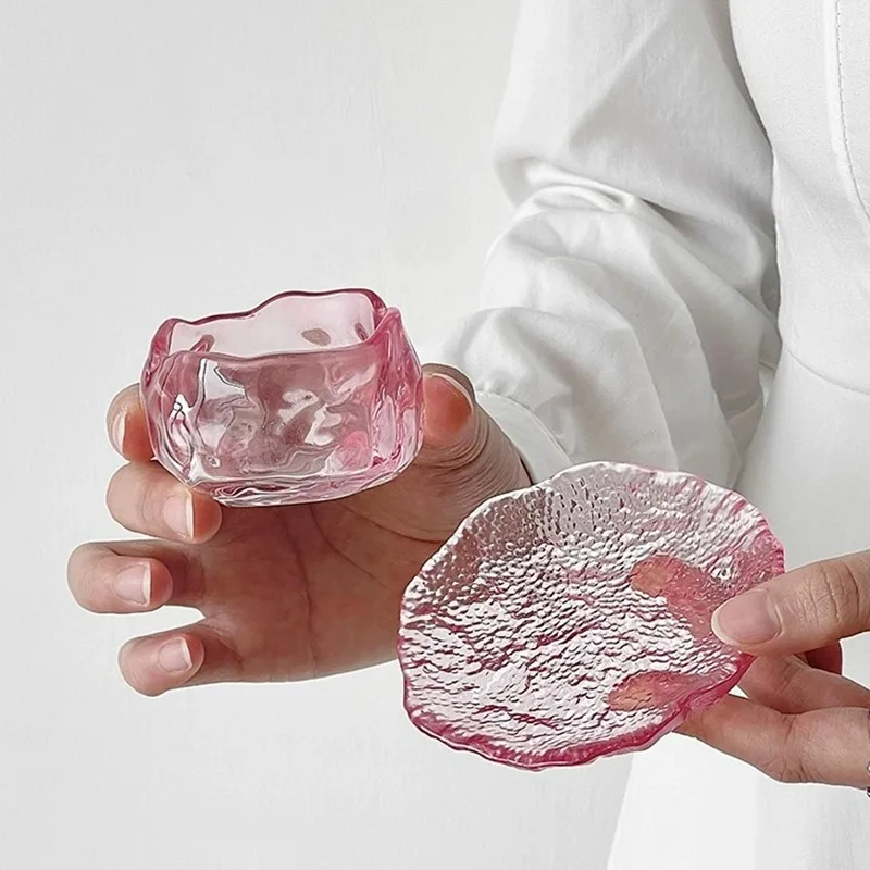 Pink Tea Cup Japanese Style Irregular Sake Cups High-value Glasses Cup Small Tea Cups Creative Shot Glasses Set Kitchen Tool