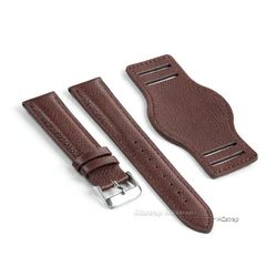 Vintage Genuine Leather Watch Strap - Premium Cowhide Wrist Band Replacement - 22mm (Coffee)