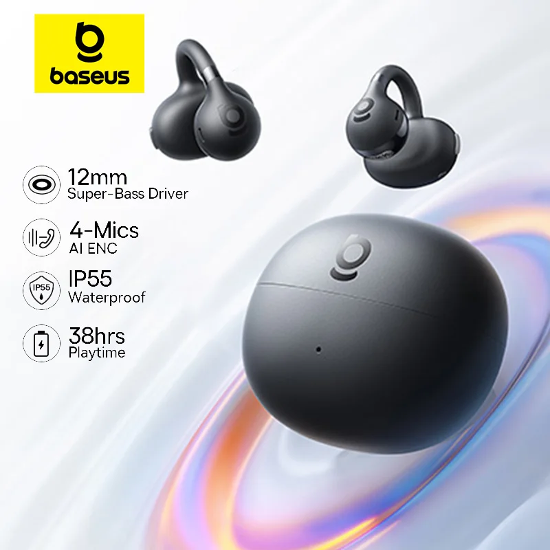 Baseus BC1 oreille pince écouteurs oreille ouverte sans fil écouteurs Bluetooth 6.0 pince sur sport casque 4 micros Super basse IP55 écouteurs
