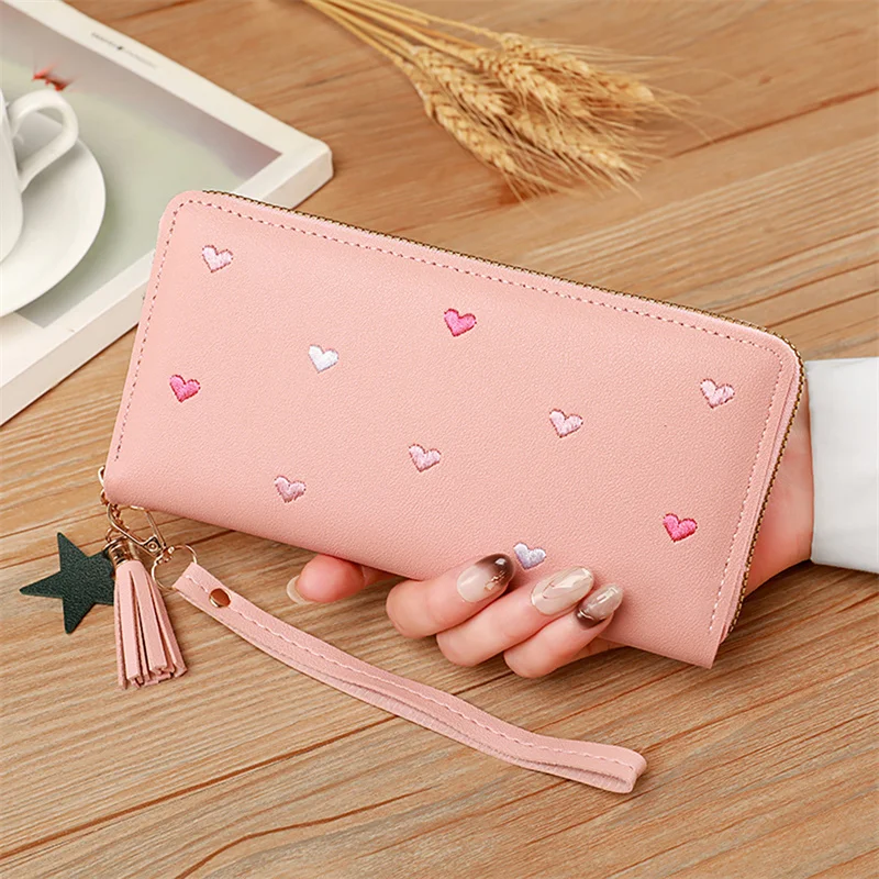 Fashion Long Women Wallets Purses Love Heart Wallets For Ladies Girl Money Pocket Card Holder Female Phone Clutch Bag