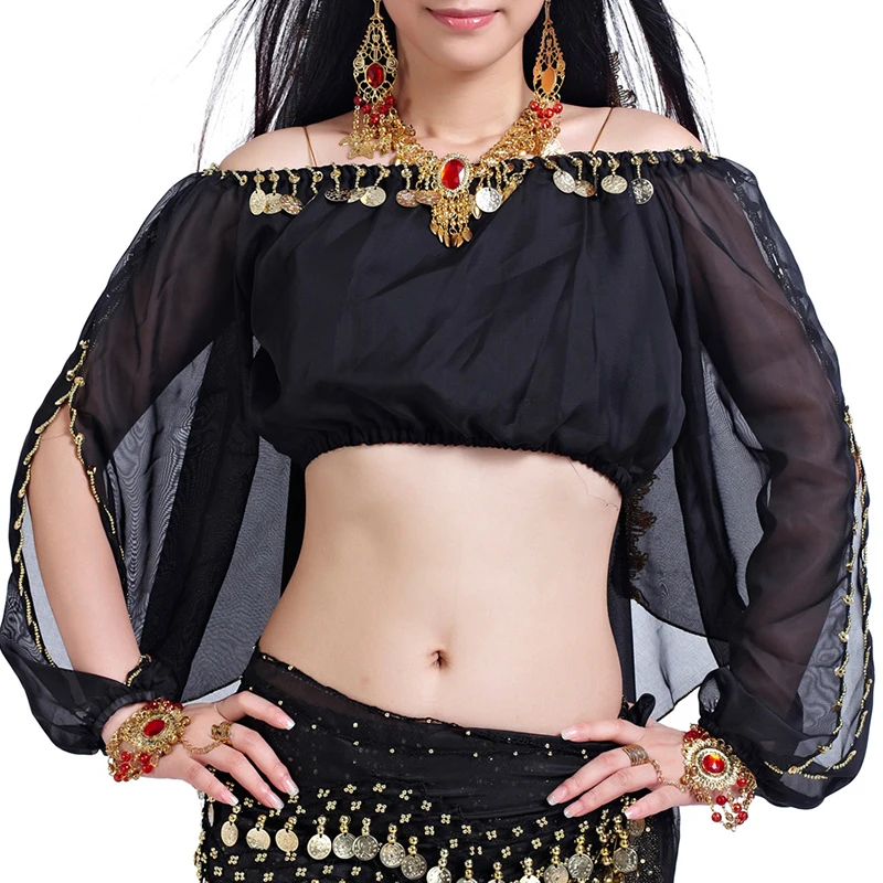 

New arrival crystal cotton and mesh belly dance top women half sleeves belly dance tops sexy top