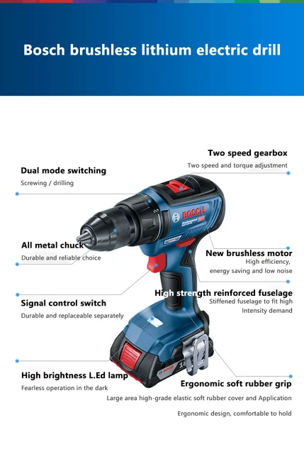 06019H51G0 Rotomartillo inalámbrico Bosch GSB 18V 50 18V BIVOLT, 2