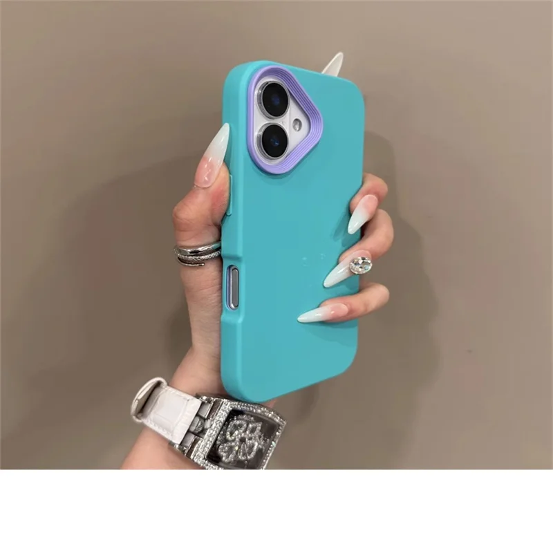 Custodia per telefono con cornice blu a contrasto adatta per iPhone 11 12 13 14 15 16 Pro Max 7/8 Plus custodia protettiva antigoccia - Image 3