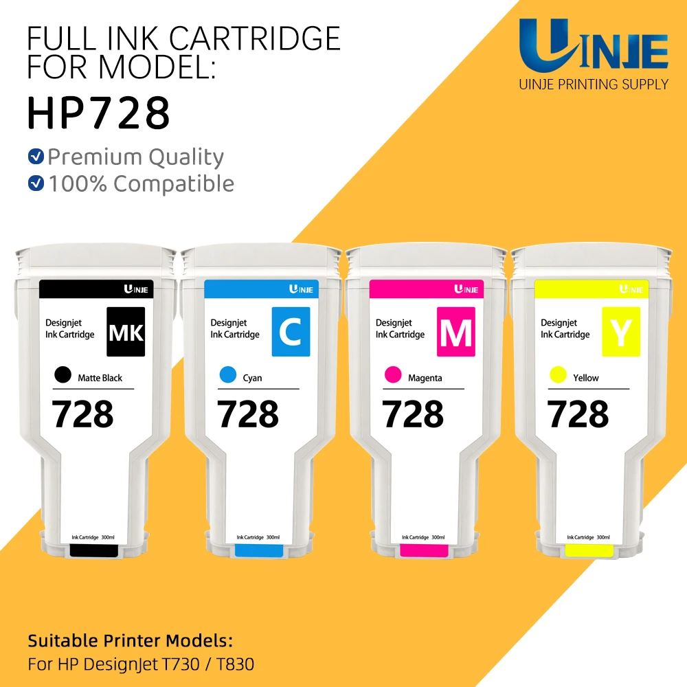 

For HP 728 300ML Compatible Ink Cartridge With Ink For HP DesignJet T730 T830 F9K17A F9K16A F9K15A F9J68A Full Ink Cartridge