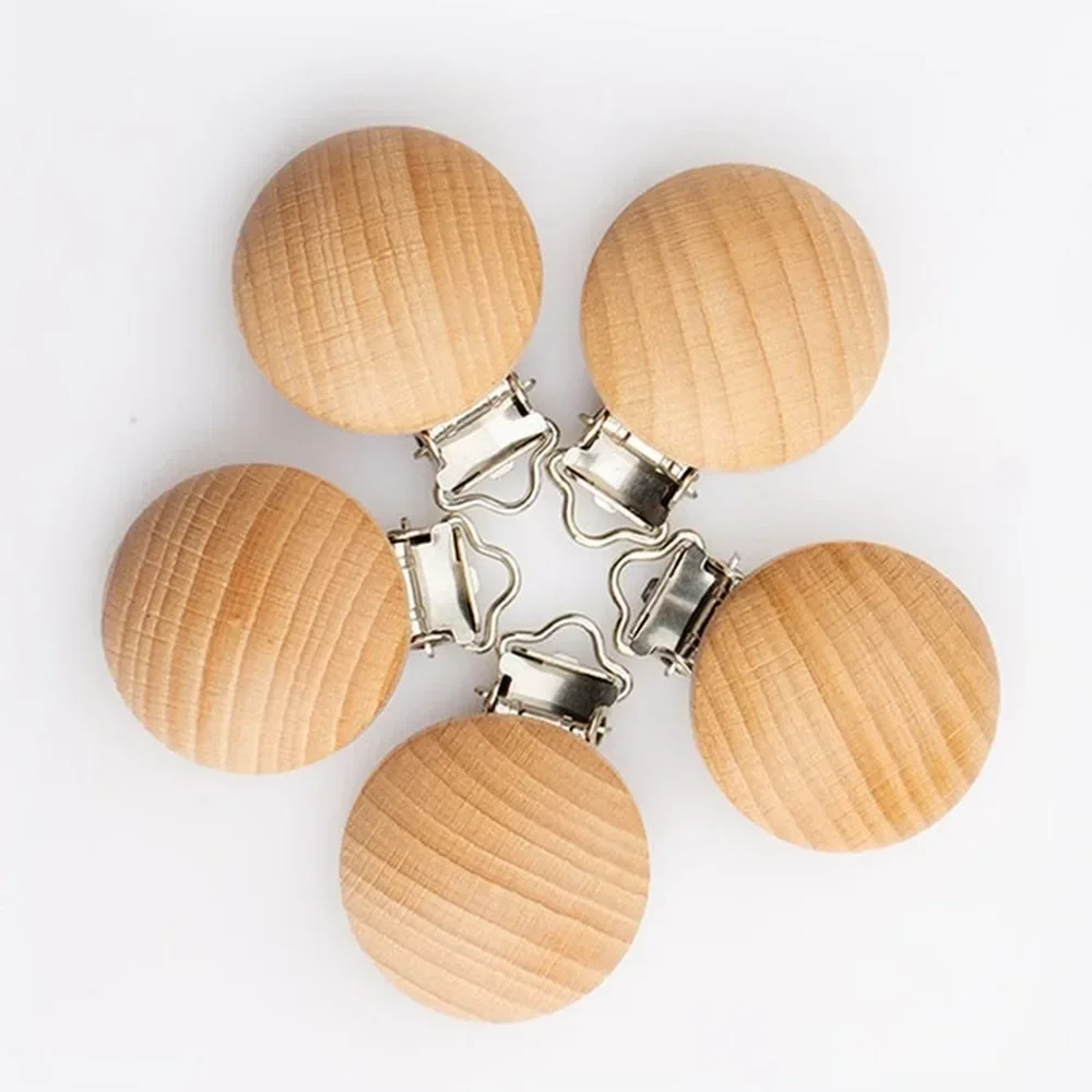 BPA-Free Beech Wooden Pacifier Clip - Animal Design Dummy Clip For Babies 6-18 Months