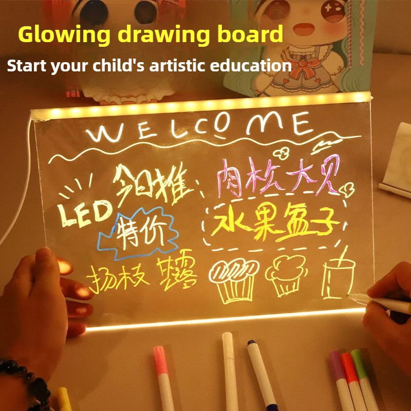 대형 LED 메시지 보드 컬러 체인지 라이트 아크릴 손글씨 광고판 창의적인 부스 광고 및 야간 조명용