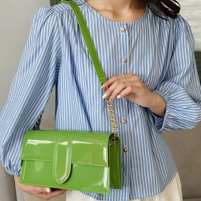 

Fashion PVC Female Crossbody Bag Summer Small Bag 2023 Chains Casual Shoulder Bag For Ladies Women Flap Phone Bags
