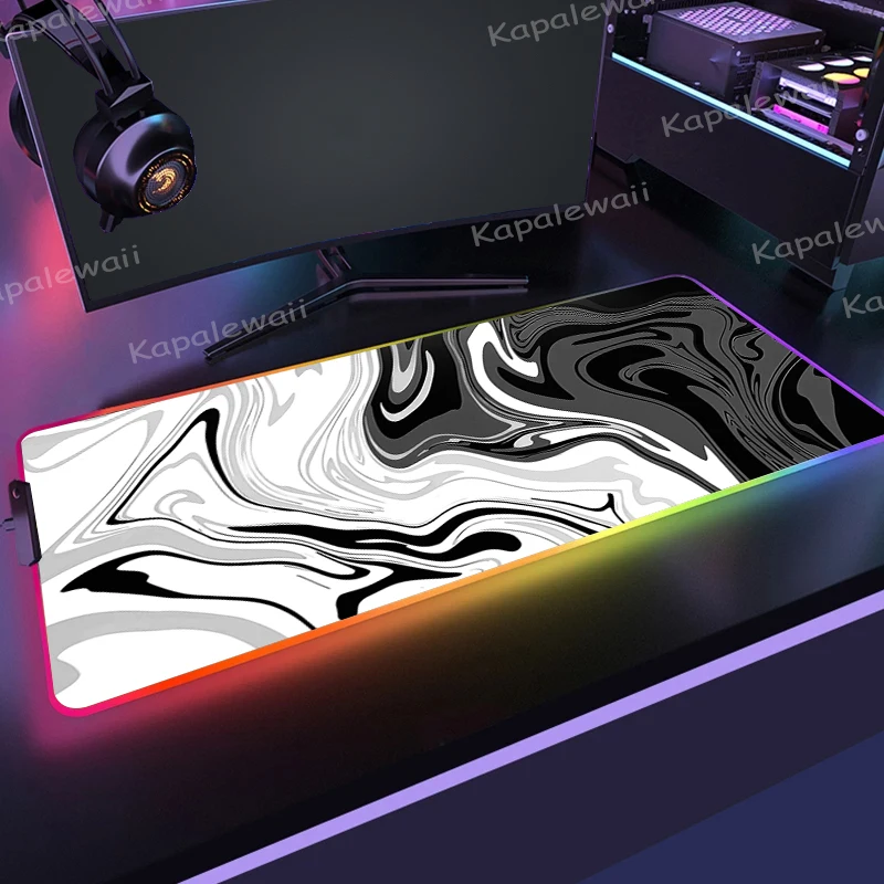

Large RGB Mouse Pad LED Colorful Luminous Mousepad XXL 900x400mm Gaming Keyboard Mousemat Strata Liquid Carpet Waterproof Pads