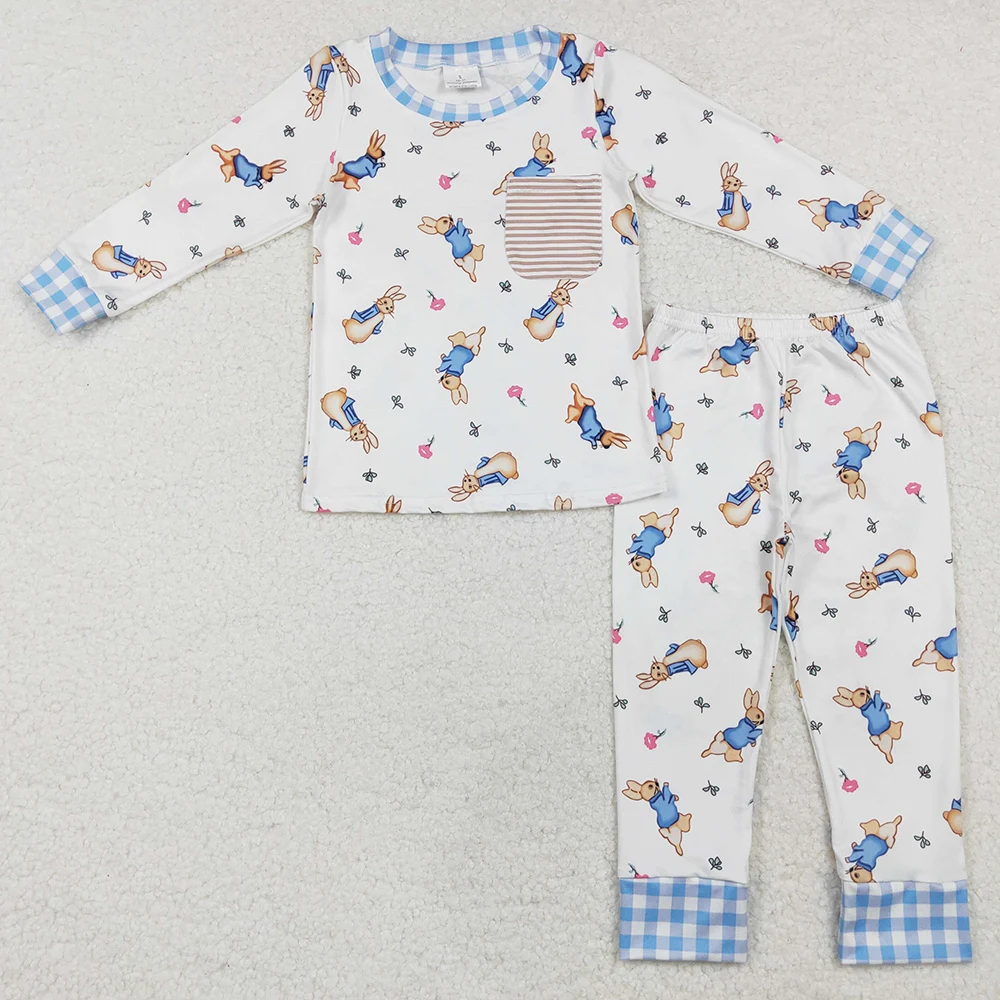 Boutique Kids Designer Clothes Boys Easter Rabbit Top Pants Pajamas Sets Fashion Baby Boys Pajamas Children Sleepwear kids clothing set