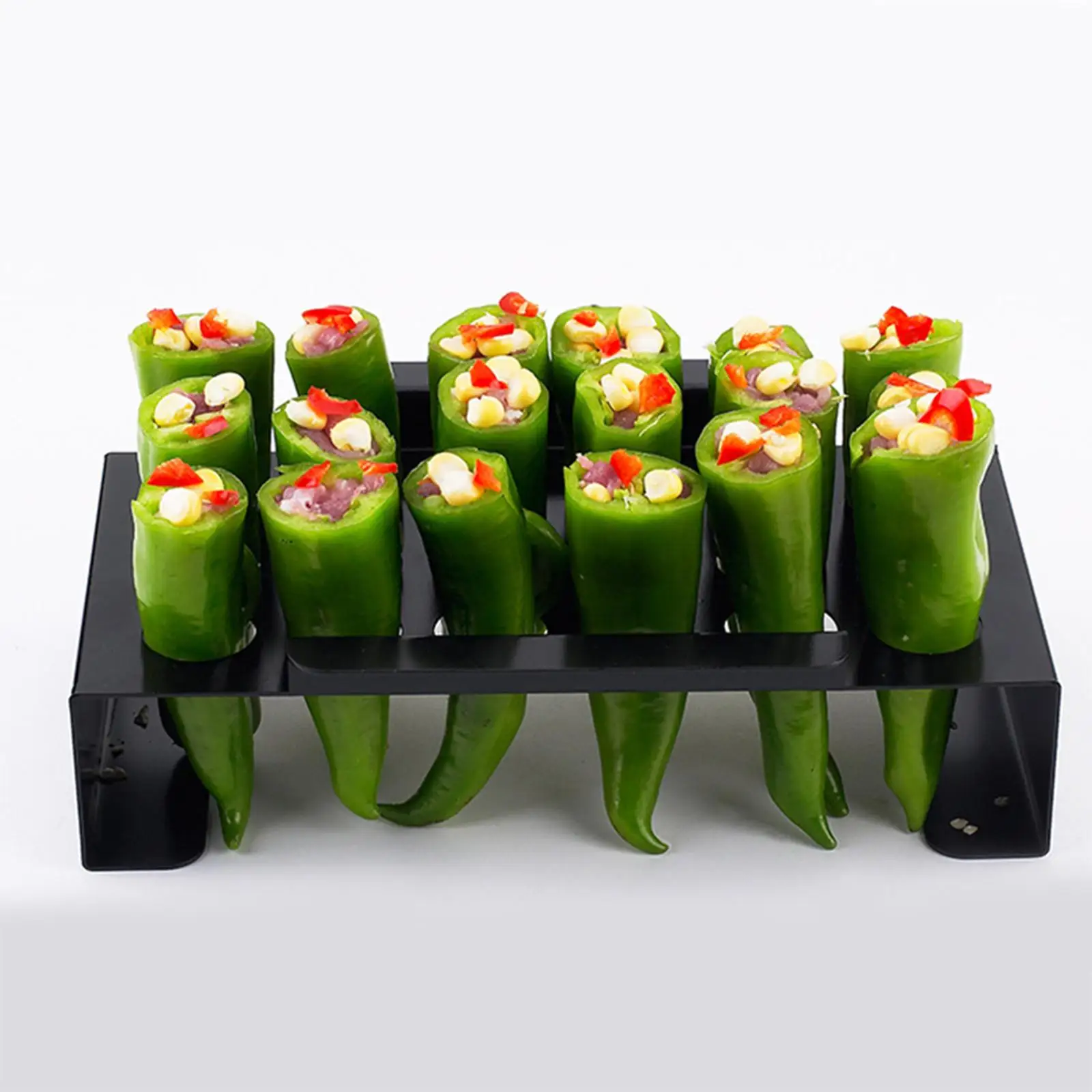Jalapeno Grill Rack with Handles Drumstick Chicken Legs Roaster 18 Holes Chili Roasting Rack BBQ Accessories Sea Food