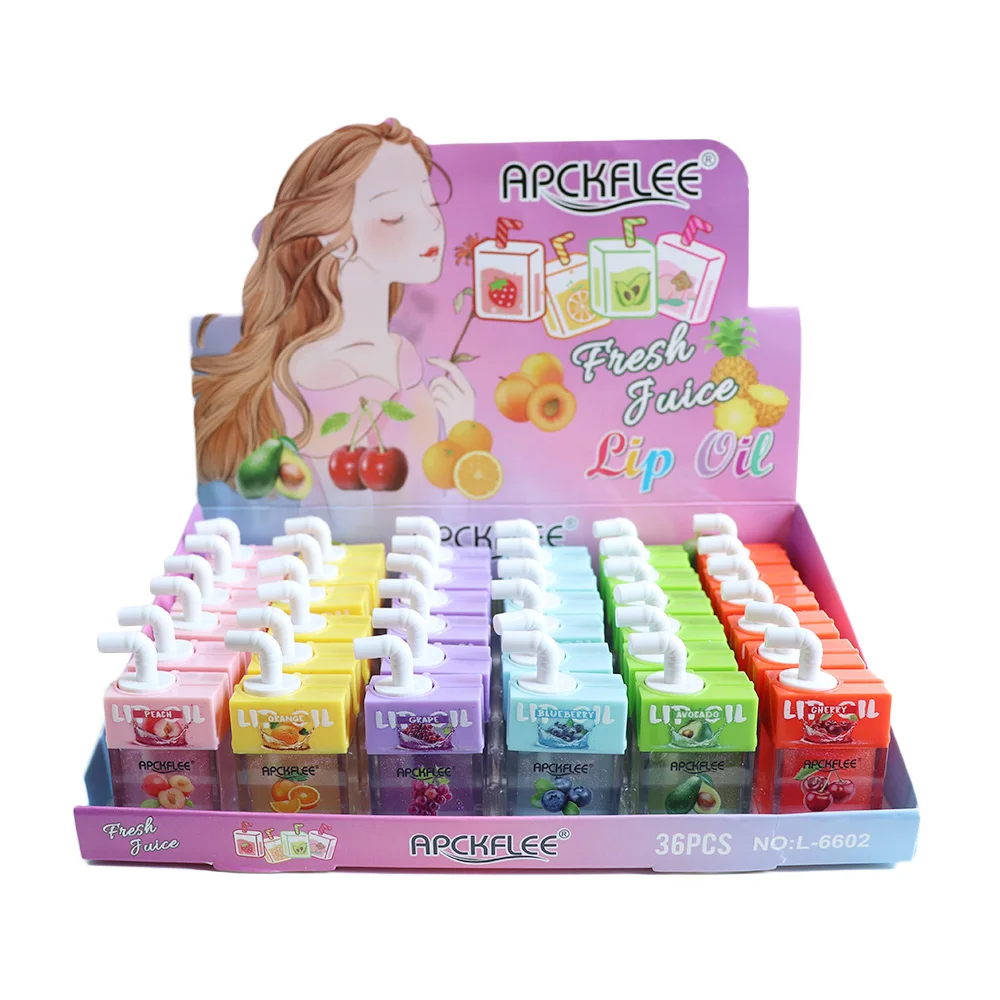 36Pcs Cute Juice Box Fruit Flavor Lip Gloss Moisturizing Longlasting Lip Gloss Apckflee Lips