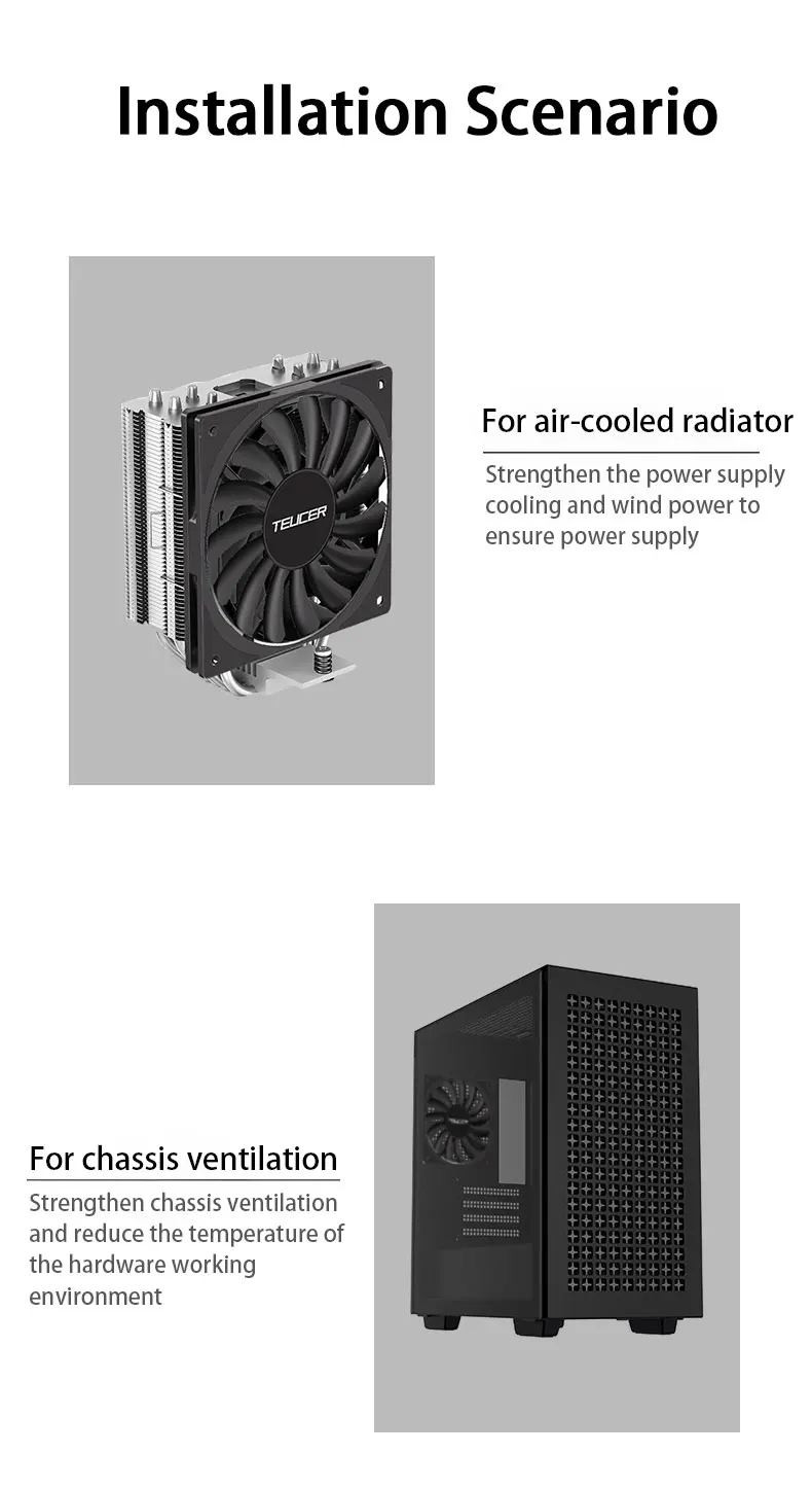 TE-12012 120mm Thin PC Case Fan,High Performance Cooling Low Noise 4-Pin 500-180