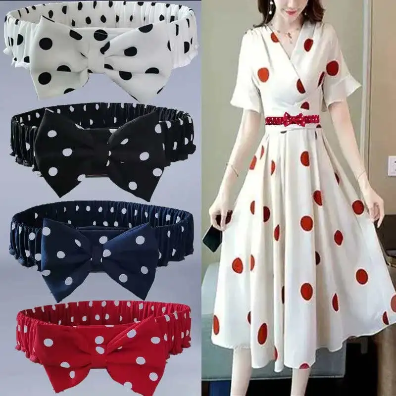 

Canvas Belt Women's Polka Dot Free Punch Lazy Accessories Women's Decorative Skirt 2 Dots with Skirt Waist Chain