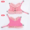 Soft Warm Dog Vest Harness and Leash Set Cute Bowknot Pet Winter Clothes Vest Warm Fur Small Dog Clothing French Bulldog Pink 4