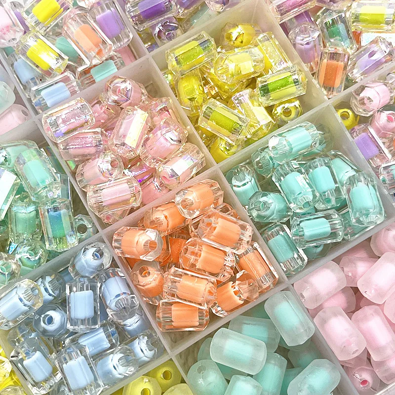 iYOE 100-300pcs Mix Tube Acrylic Beads Big Hole Plastic Spacer Beads For  DIY Jewelry Making Bracelet Necklace Handmade Keychain - AliExpress