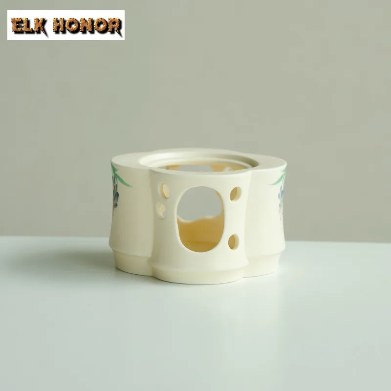 Pure Hand-painted Wisteria Teapot Warmer Boutique Flat Heater Trivet Tea Stove Rack Kettle Stand For Tea Accessories Decoration