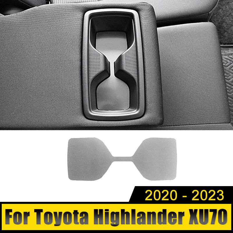 

For Toyota Highlander XU70 Kluger 2020 2021 2022 2023 Stainless Car Rear Row Water Cup Holder Mat Pad Decoration Accessories
