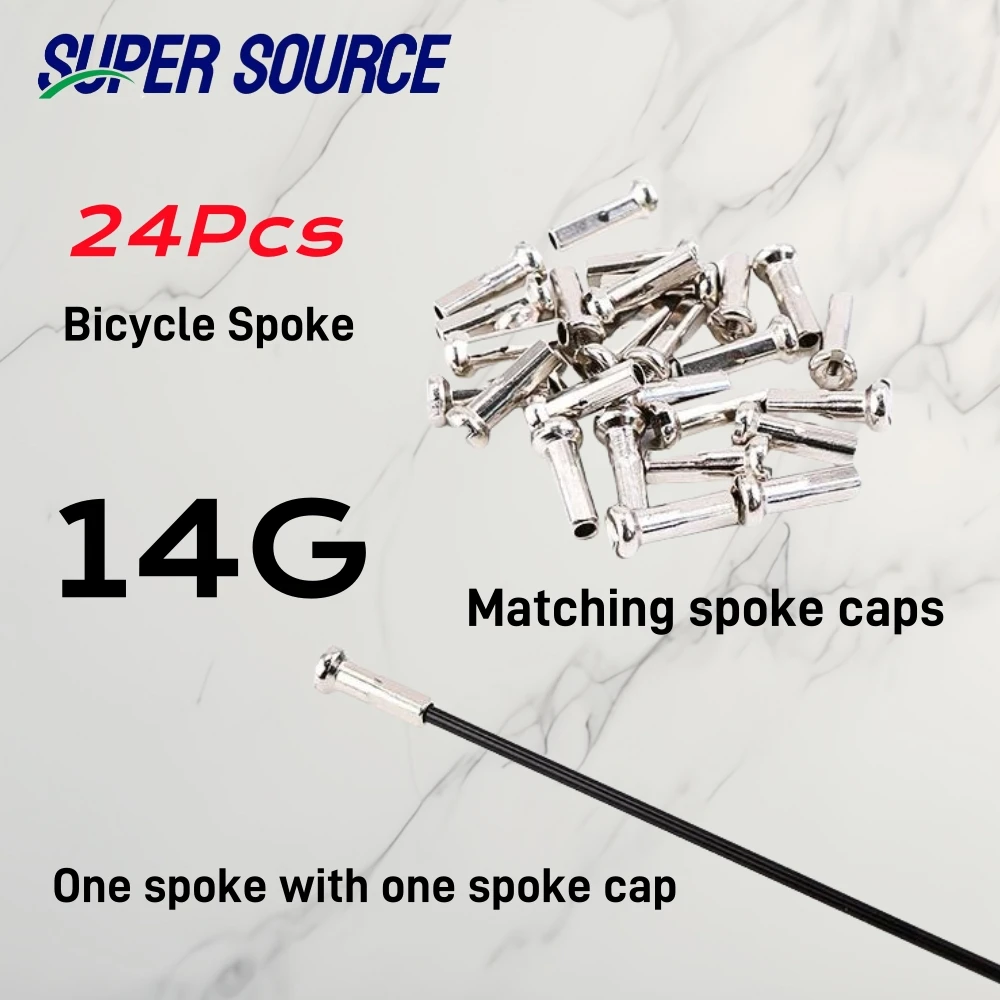 Outdoor High Strength Spokes for Mountain Road Bike 14G Steel Spokes With Nipples Bicycle Replacement Parts 24Pcs