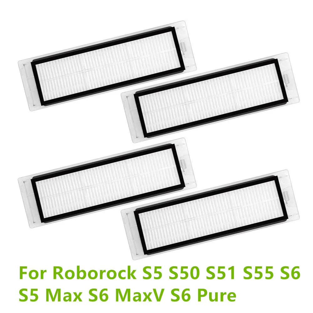 

4pcs Hepa Filter Vacuum Cleaner Filters For Roborock S5 S50 S51 S55 S6 S5 Max S6 MaxV S6 Pure Sweeper Robot Accessories