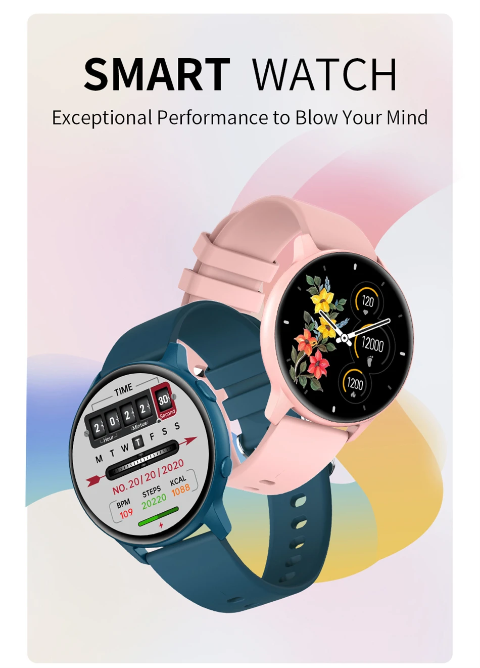 2022 New Fashion Smart Watch Men Fitness Bracelet Heart Rate Blood Pressure Monitoring Sports Tracker Smartwatch Gift for Women