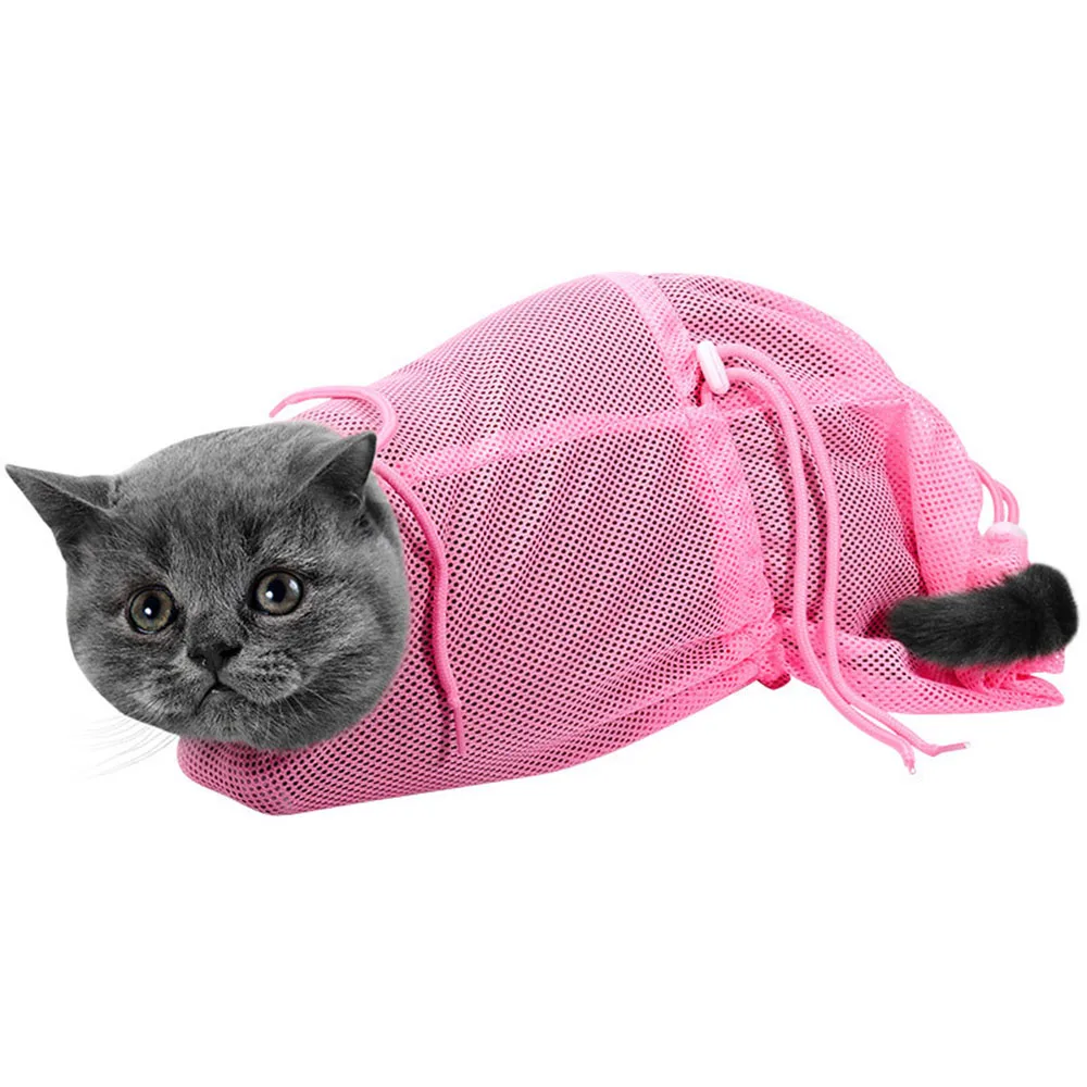Adjustable Mesh Cat Grooming Bag For Bathing And Nail Trimming_voghion.com