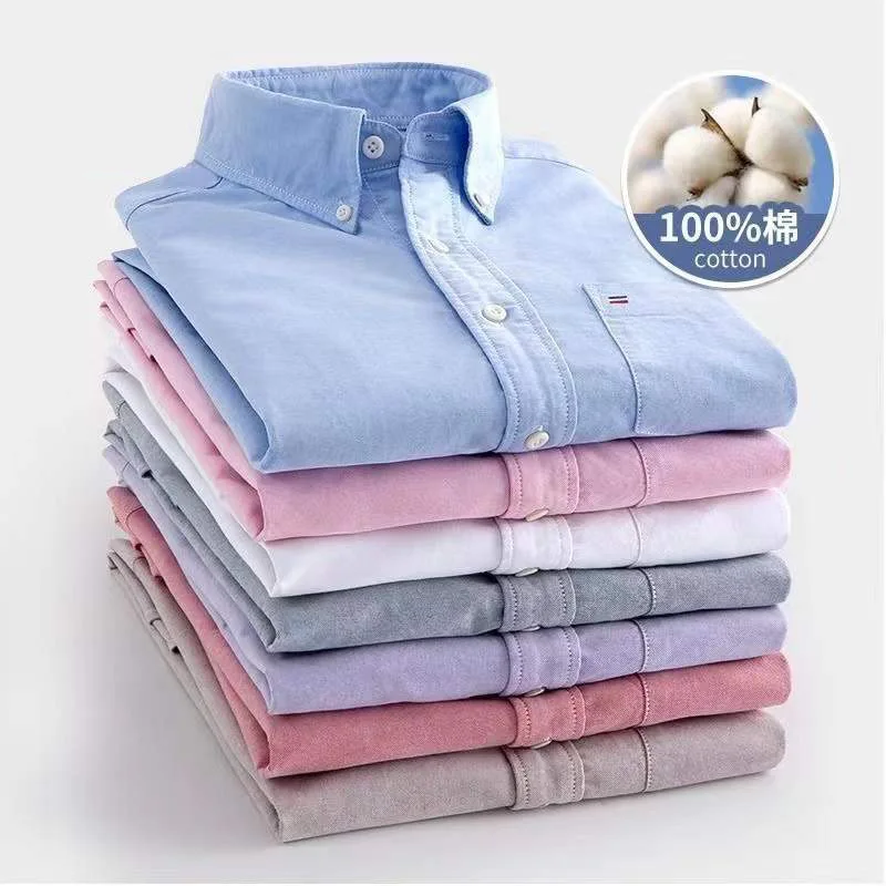 

2022 New cotton Oxford shirt men's long sleeve spring fall cotton casual solid-color shirt men's