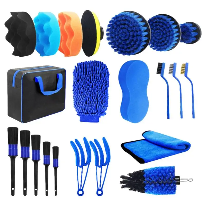 

Car Cleaning Kit Reusable Automobile Interior Cleaning Brush Vehicle Dashboard Detailing Brush car Foam Drill Polishing Pad Kit