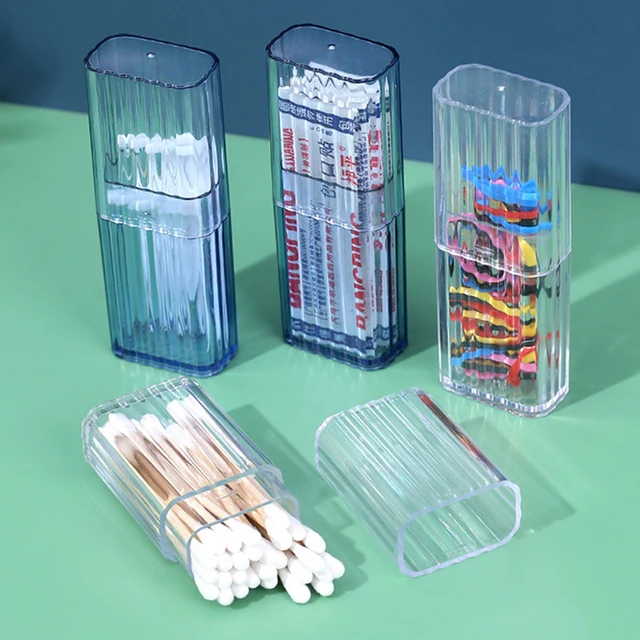Portable Transparent Storage Box Travel Toothpick Cotton Swab Box Simple Small Object Band Aid Classification Finishing.jpg