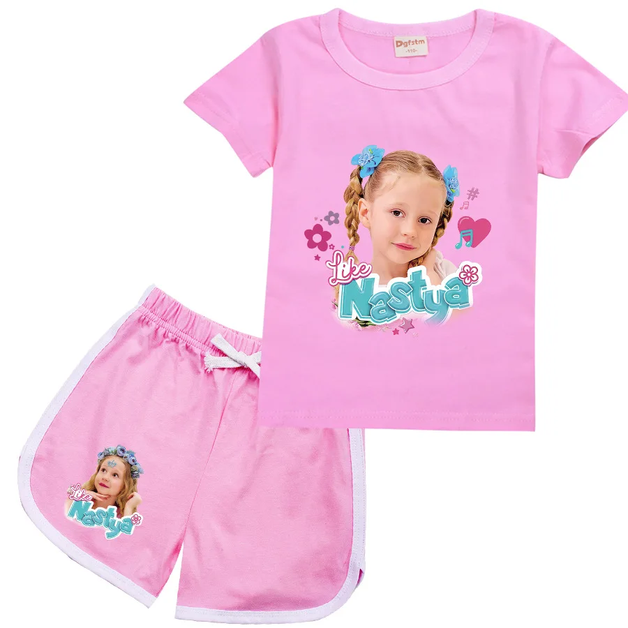 

Russian Like Nastya Clothes Kids Cotton T-shirt & Sport Shorts 2pcs Set Baby Girls Clothing Sets Boys Short Sleeve Sportswear