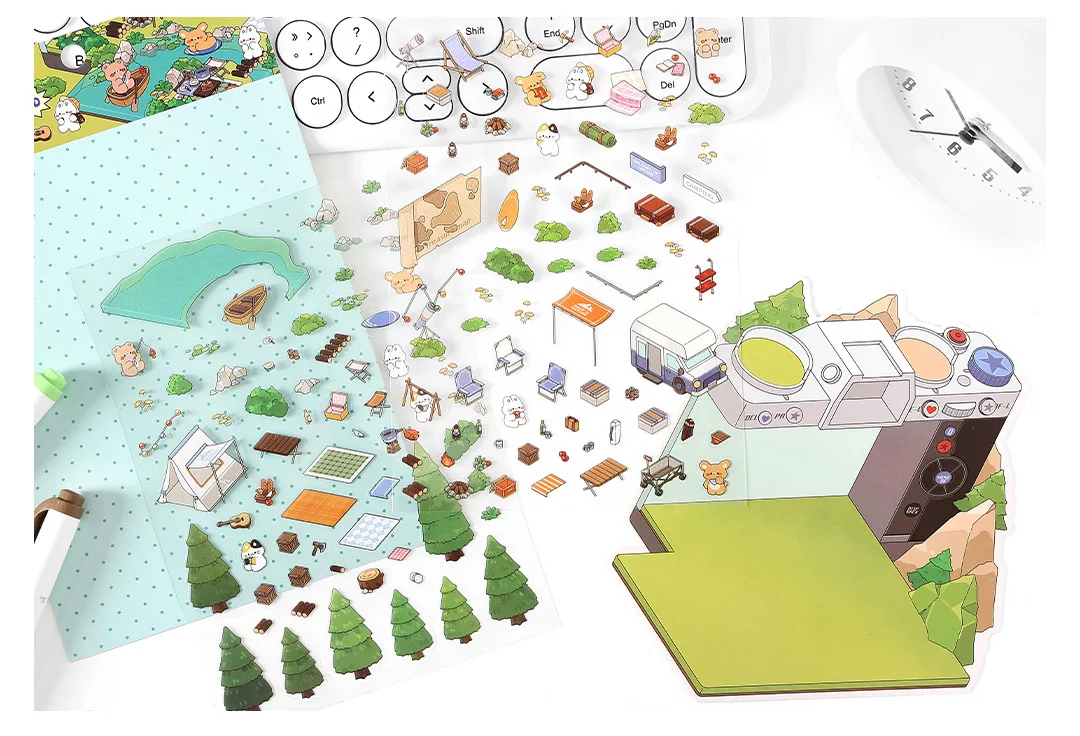 Kawaii 3D Campinghaus DIY Landschaft Aufkleber Tasche Hütte Szene Stapeln Einfügen Festival Geburtstagsgeschenk für Kind Kind ﻿ – Detail 11