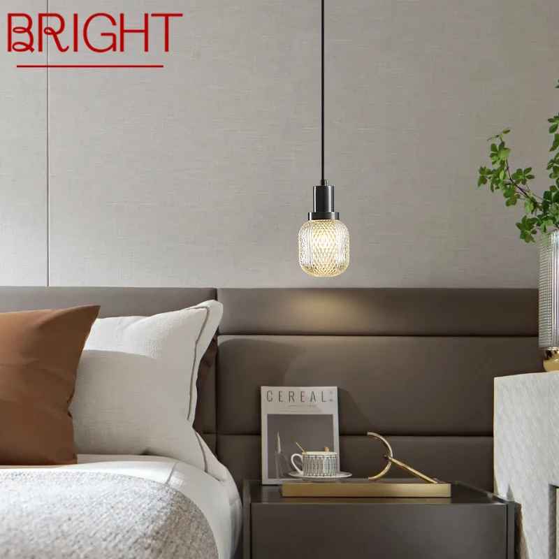 

BRIGHT Modern Black Brass LED Pendant Lamp Creative Decorative Hanging Light For Home Bed Dining Room