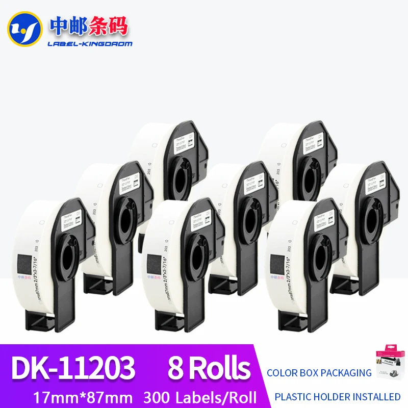 

8 Rolls Compatible DK-11203 Label 17*87mm Compatible for Brother Label Printer All Come With Plastic Holder 300Pcs/Roll