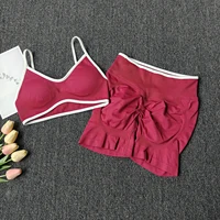 Peach Buttock Yoga Suit Women Gym Seamless Suspender Gathering Bra High Waist Hip Lifting Belly Tightening Shorts Fitness Set - Image 2