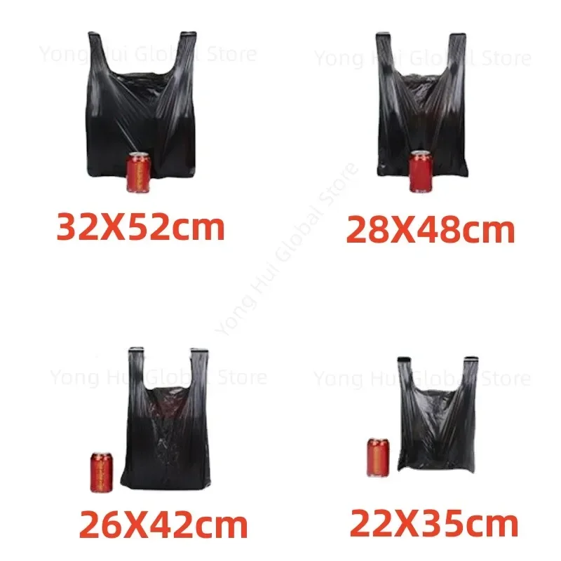 Black Plastic Grocery Shopping Bags with Handle