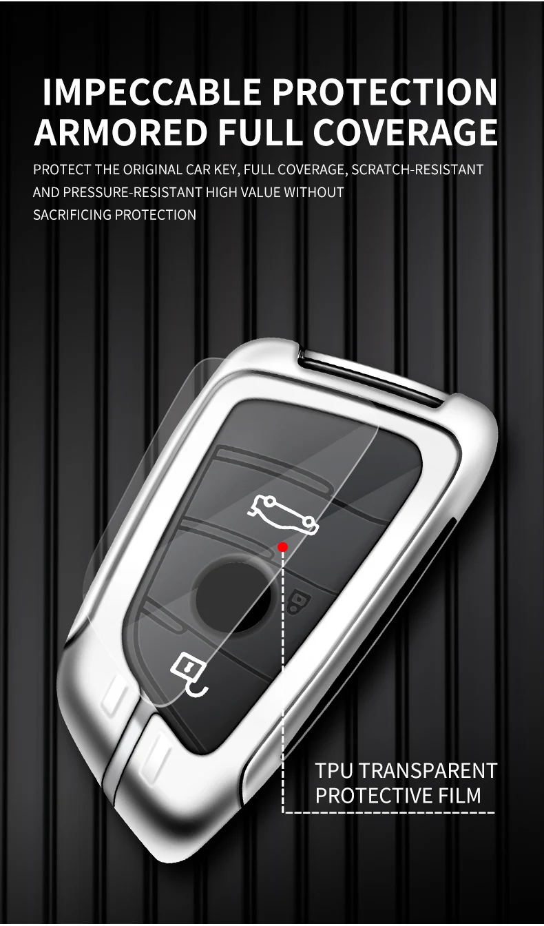 Metallo Chiave Dell'automobile di Cuoio Della Copertura Della Cassa Borsette Fob Per BMW 1 3 5 7 X1 X3 X5 X6 X7 Serie G20 G30 G01 G02 G05 F15 F16 G07 G32 Accessori - S5369b9ec24b243b09d0ba90062352bb1y