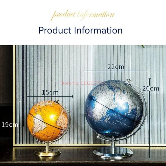 14/20/23cm Black Gold Rotating Globe british Home Office Decoration European Style Creative Handicraft Decoration Globe 5