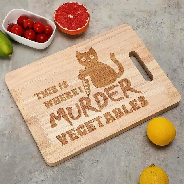 Wood Cutting Board Safe Non-slip Wooden Food Tray Knives Pattern And Black Cat Design Multipurpose For Kitchen Accessories