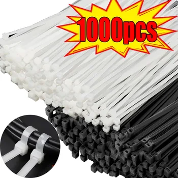100/200/300/500/1000 pezzi autobloccanti bianco nero plastica nylon fascette per cavi anello di fissaggio cinturino in nylon con serratura
