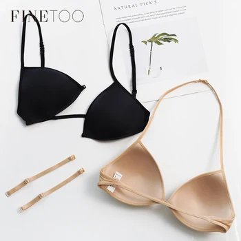 FINETOO Sexy Thin Seamless Bras Women Triangle Cup Underwear Female Beauty Back Front Buckle Bra Cross Straps Tops Lingerie New 1