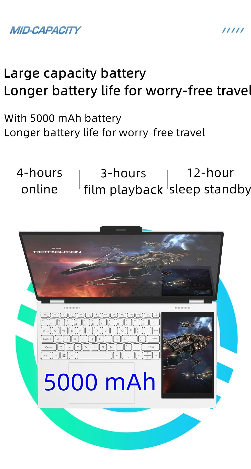 15.6-inch IPS 2K four-sided narrow screen 7-inch IPS Touch screen Dual-screen Laptop Intel N100  256GB 4 Core 4 Thread 3.4GHz 5