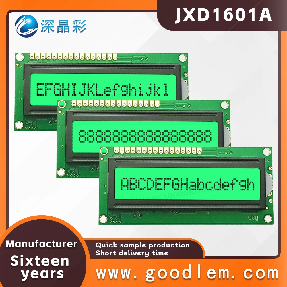 

Wholesale sales Character type lcd display module JXD1601A STN Emerald Positive 16X1 lattice small screen led backlight