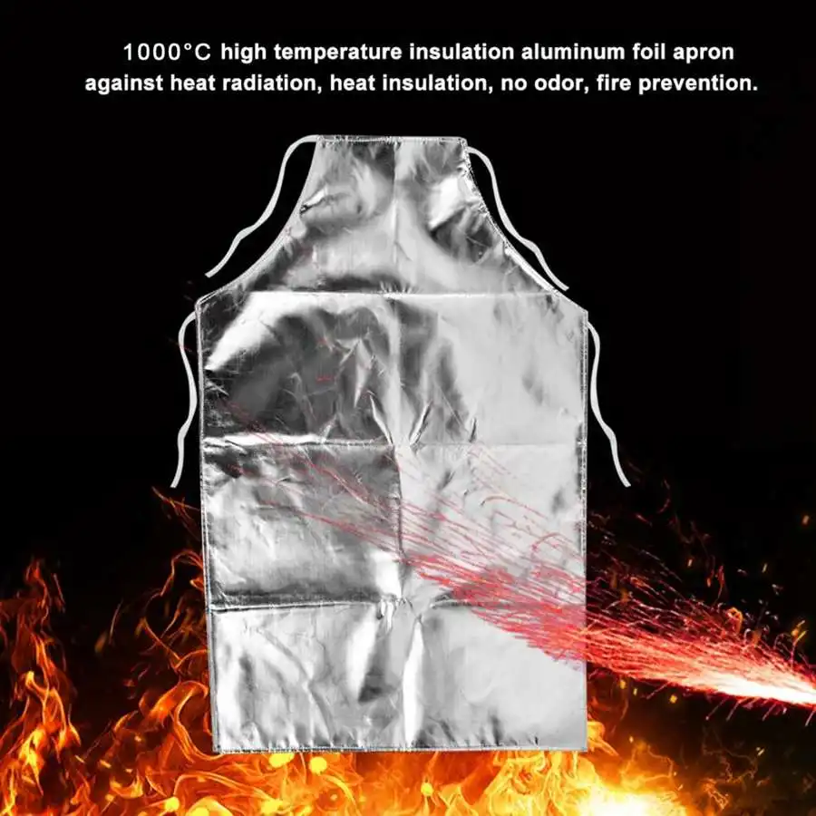 1000 &deg;C Heat Resistant Apron Aluminum Foil Heat Isolation Apron Anti & Anti-Scalding Fire Retardant Protective Clothes welding protective gear