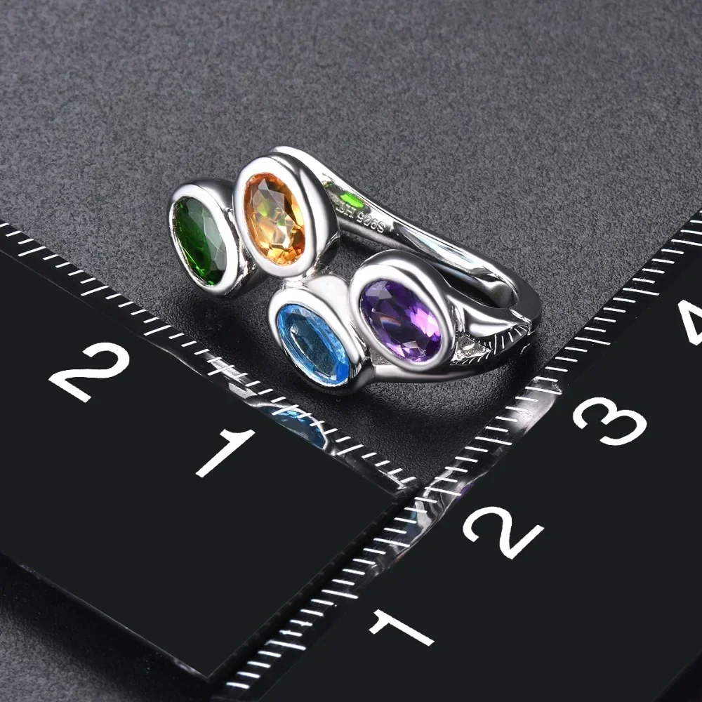 KALETINE Hutang Colorful Gemstone Hoop Earrings 925 Sterling Silver Blue Zircon Topaz English Lock Jewelry for Women Earrings 5